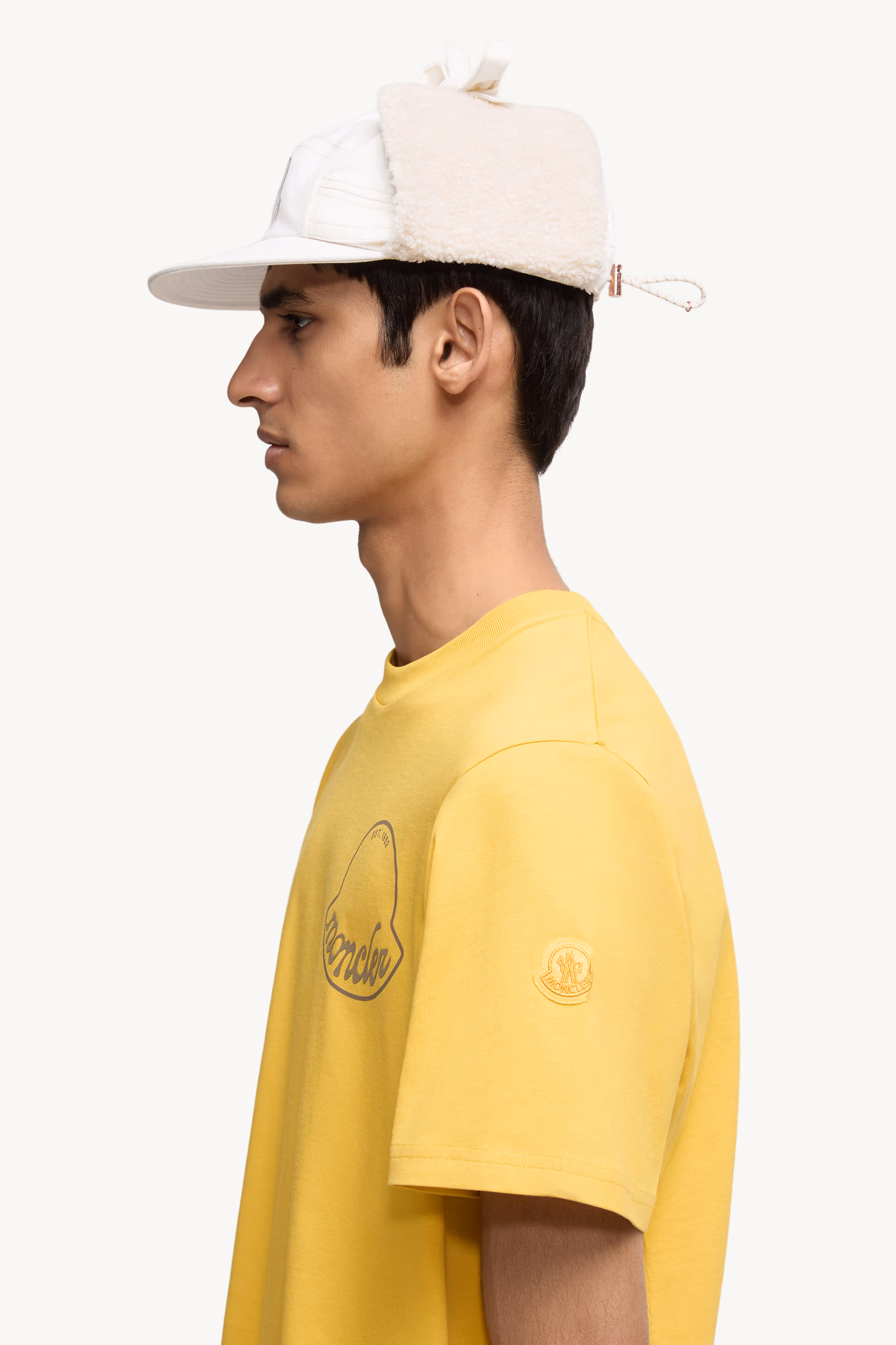 Logo Cotton T-Shirt Men Yellow Moncler 4